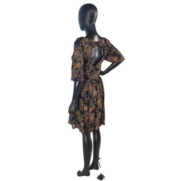 Black and Gold Floral Shimmer Cocktail Dress / Party Dress - Plenty Dresses by T - Picture 9 of 13